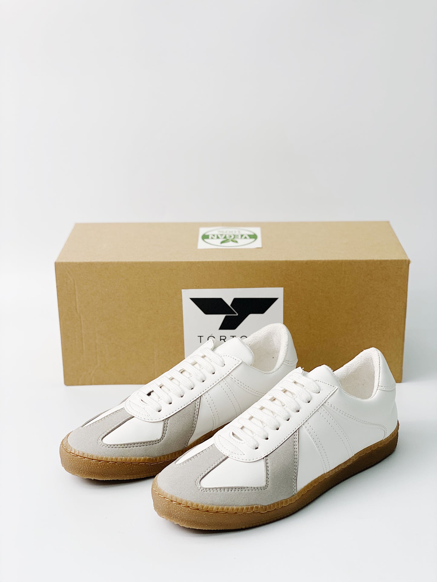 YEARS X QUARTER 416 - Vegancraft 100% Vegan German Army Trainer Shoes Made In Spain (White)
