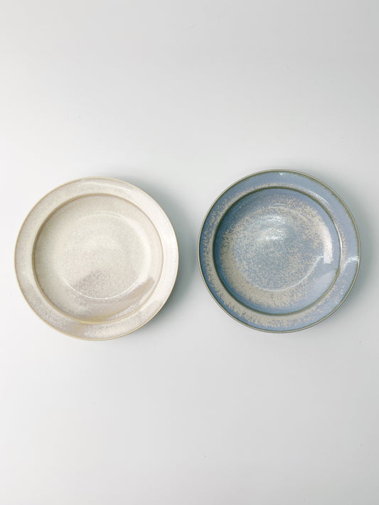 日本製美濃燒 陶瓷咖哩碟套裝(米色及灰色) | Japanese Mino Ware Ceramic Plates Set (Beige & Grey) (21.2cm) (Set of 2)