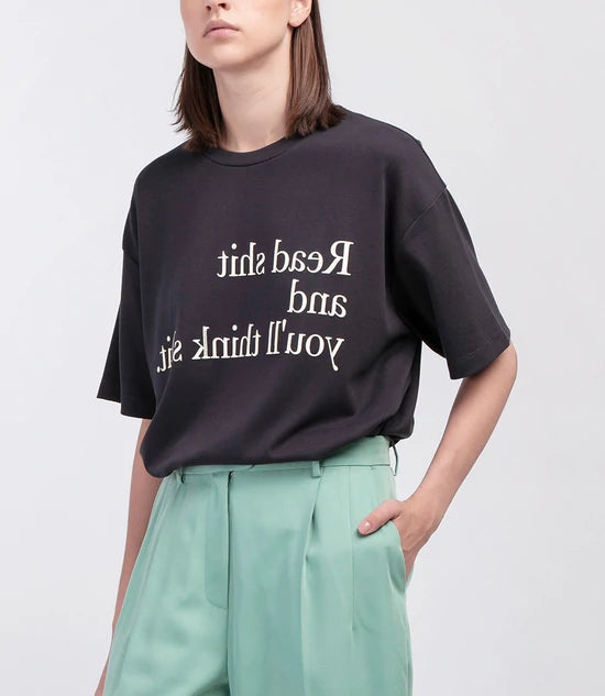 Matter Matters Read Shit / Oversized Long Tee • Charcoal