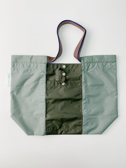 Informal Bag Multicolors Checkout Bag (Army Green & Grey)