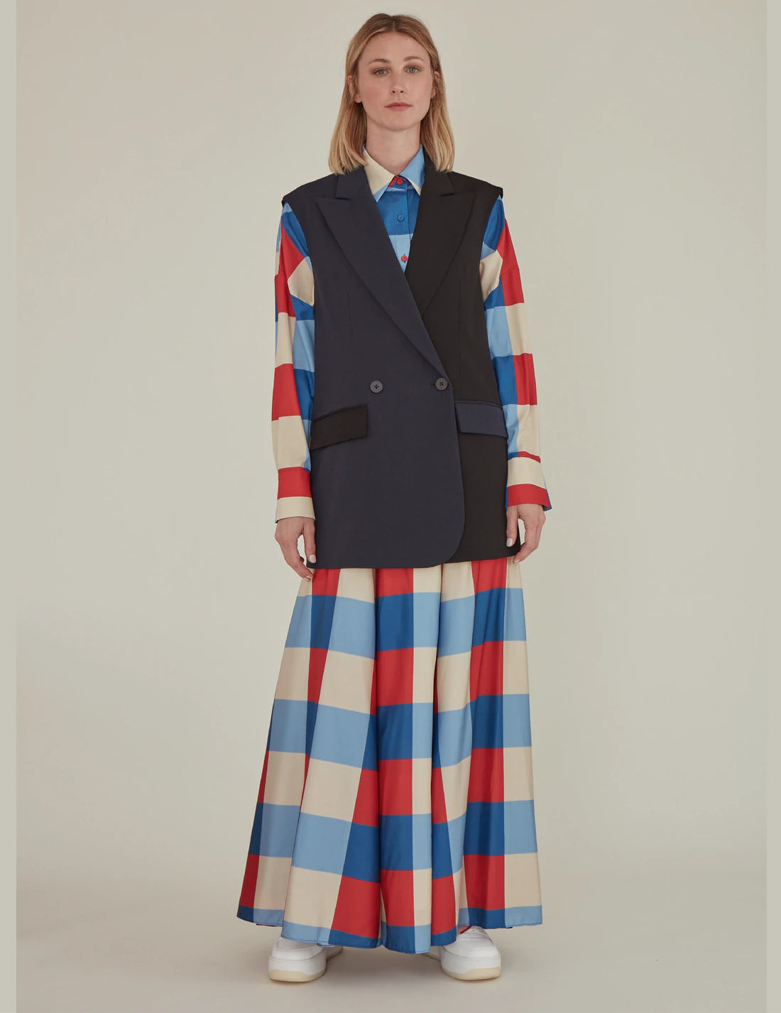 Matter Matters 'So,' / Embroidered Two-Tone Suit Vest • Navy & Black