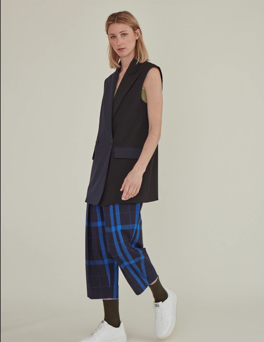 Matter Matters 'So,' / Embroidered Two-Tone Suit Vest • Navy & Black