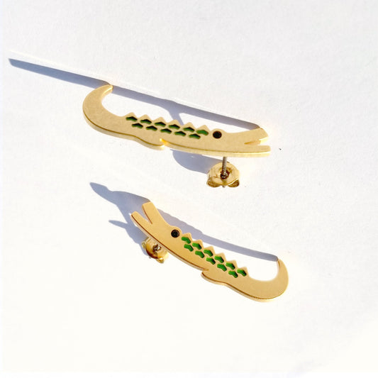 Matter Matters Crocodile Brothers Earrings - 18k Gold Plated Stainless Steel