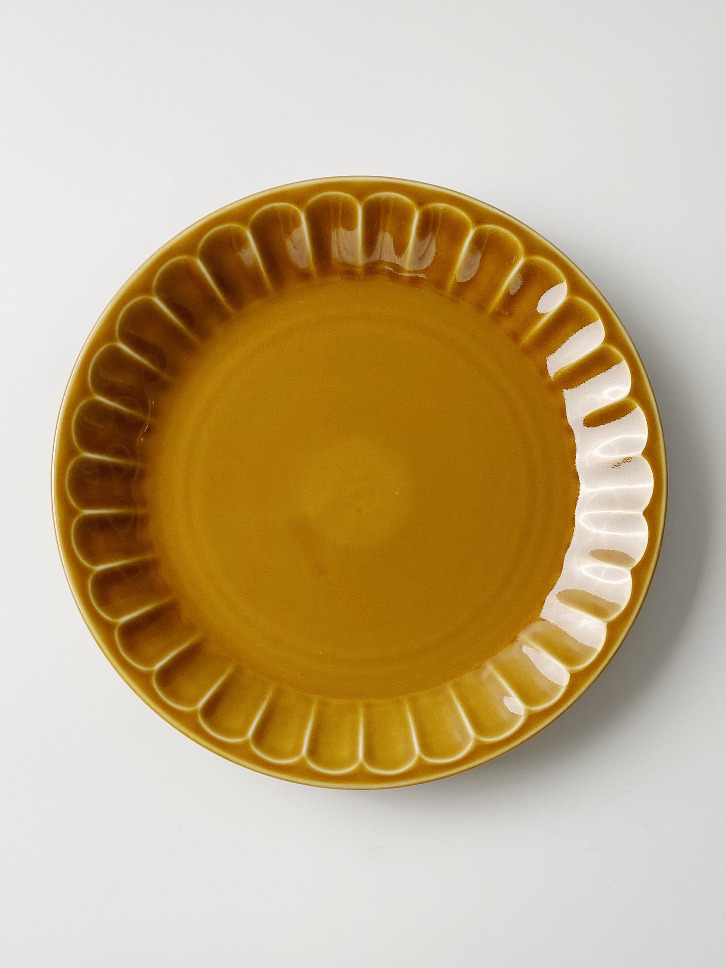 日本製美濃燒 Mebore 陶瓷大碟(焦糖色)｜Japanese Mino Ware Mebore Plate(Size L)(Caramel)