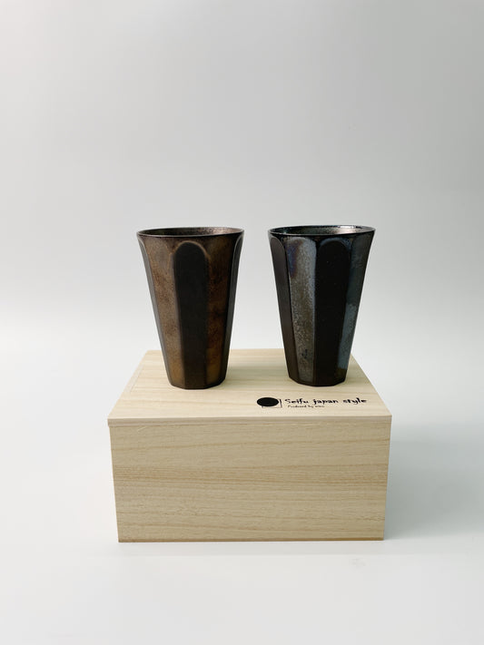 日本製美濃燒  古銅色陶瓷杯套裝 | Japanese Mino Ware Vintage Cup Set