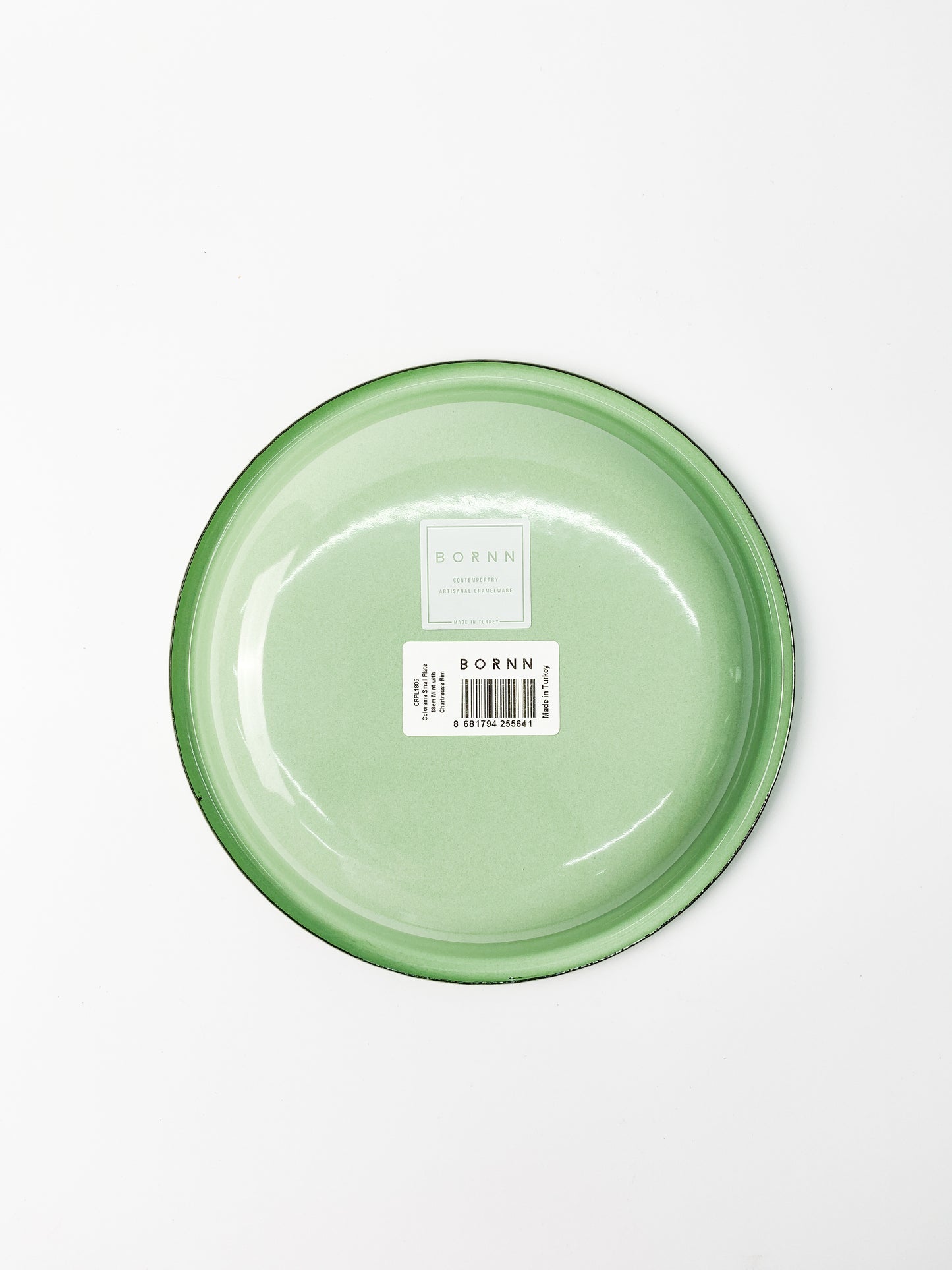 土耳其手製 Bornn 琺瑯碟｜Handmade in Turkey Bornn Colorama Small Plate (Mint with Chartreuse Rim)