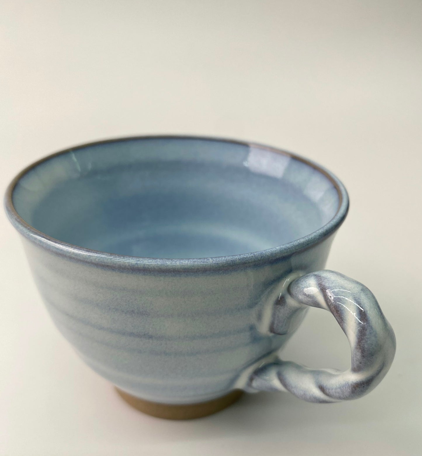 日本製美濃燒 螺旋紋杯碟套裝（淺藍色)| Japanese Mino Ware Spiral Pattern Mug and Plate Set(Light Blue)