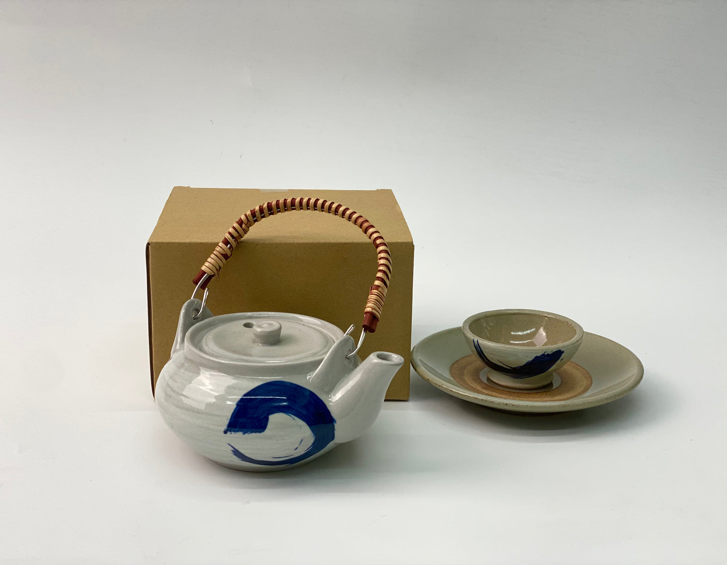 日本製萬古燒 藍色筆觸茶壺 | Japanese Banko Ware Blue Brushstrokes Tea Pot