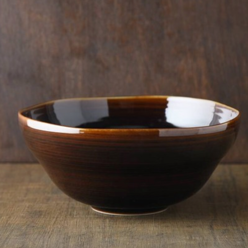 日本製美濃燒 啡色大湯碗 | Japanese Mino Ware Large Brown Bowl