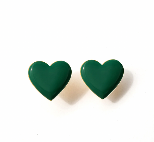 Matter Matters Puffy Heart Studs • Forest Green