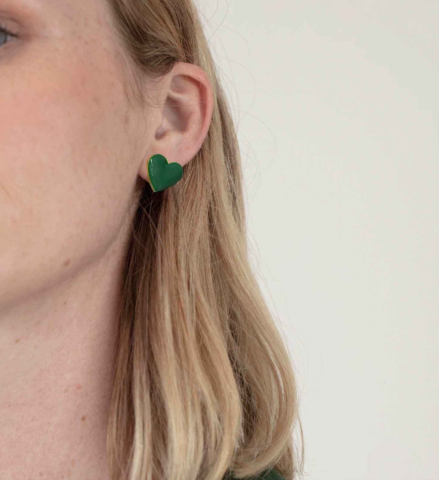 Matter Matters Puffy Heart Studs • Forest Green
