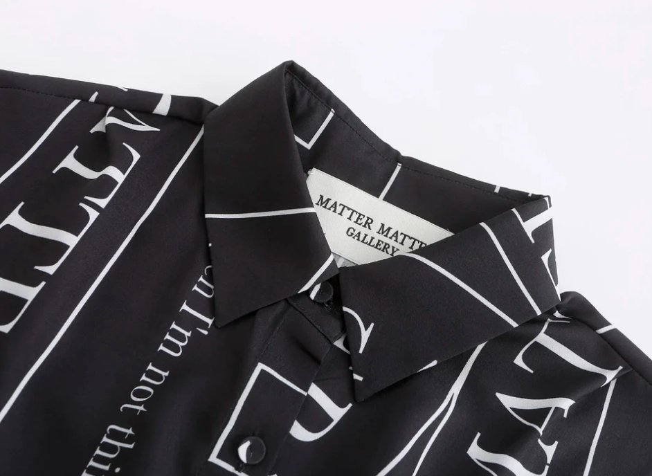 Matter Matters 'Not' / Pattern Loose Fit Capri Shirt • Black