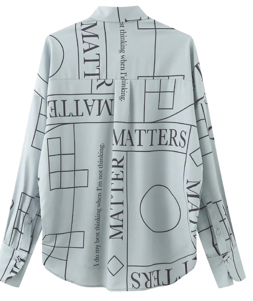 Matter Matters 'Not' / Pattern Loose Fit Capri Shirt • Grey