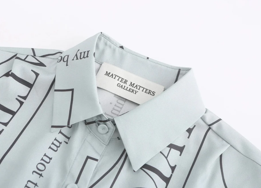 Matter Matters 'Not' / Pattern Loose Fit Capri Shirt • Grey