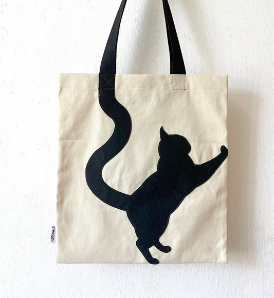 Seesaw 全人手製厚帆布布袋 (長尾巴爬牆貓) | Seesaw Tote Bag (Climbing Cat)