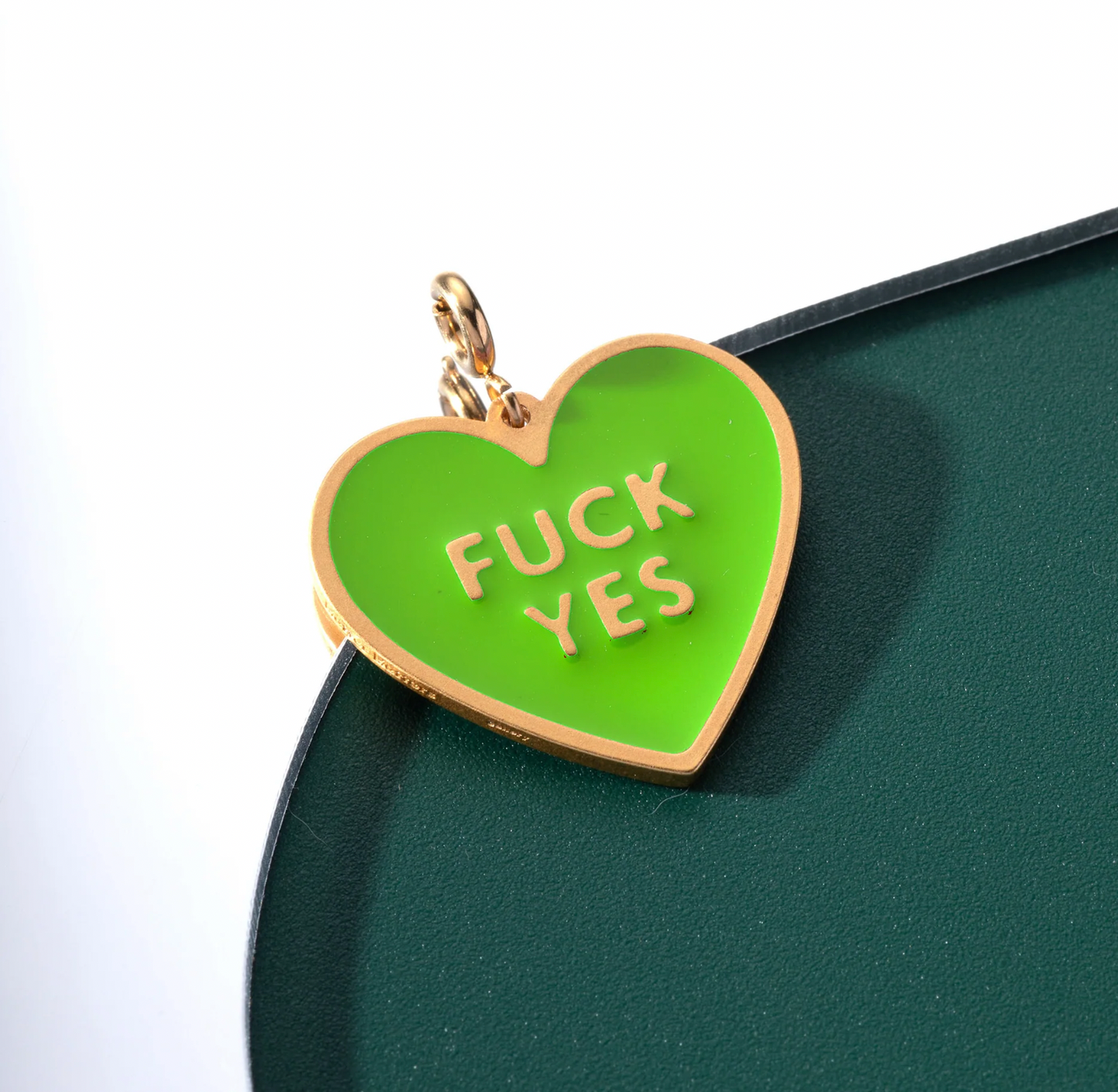 Matter Matters Fuck Yes Enamel Necklace • Bright Green / Reversible