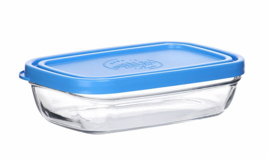 【法國製 Made in France】Duralex長方形保鮮盒 | Duralex Freshbox with Blue Lid (370ml)