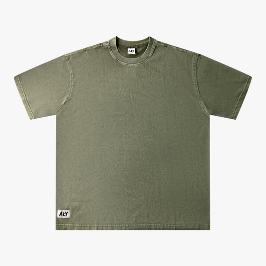 Aly Good Vibes - Washed Tee (Olive) (Adult Size)